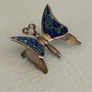 1940’s 1950’s Sterling Silver 925 | Old Mexico Eagle 1 | Butterfly Pin Lapis